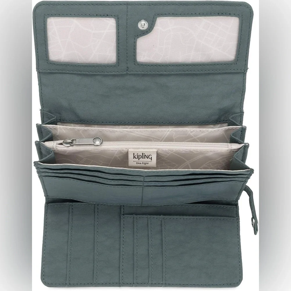 KIPLING Teddi Snap Wallet Sage Green New Without Tags